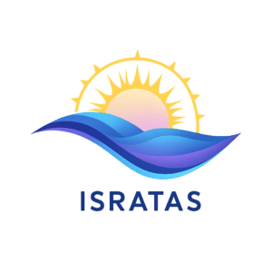 לוגו ISRATAS עם שמש וגל